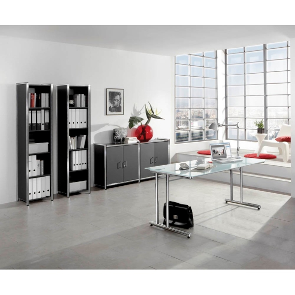Schreibtisch 120x80 Glas / Chrom