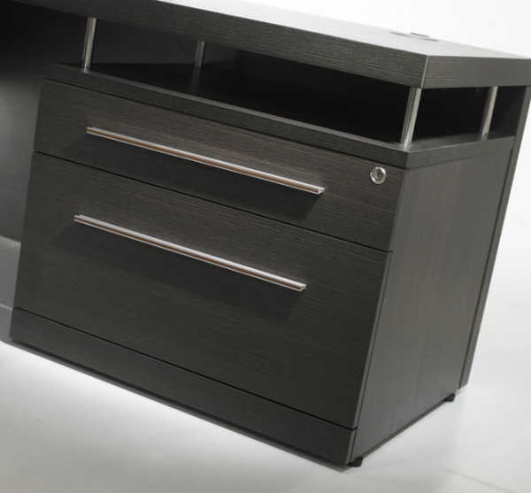 Chefschreibtisch L-Form Frankfurt mit Container und Ansatz 230x172 cm