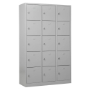 Schließfachschrank grau/grau - 15 Fächer