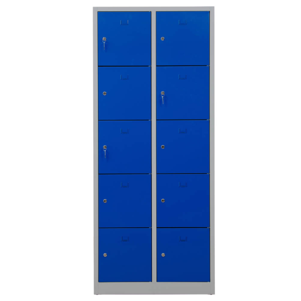 Schließfachschrank lichtgrau, enzianblau